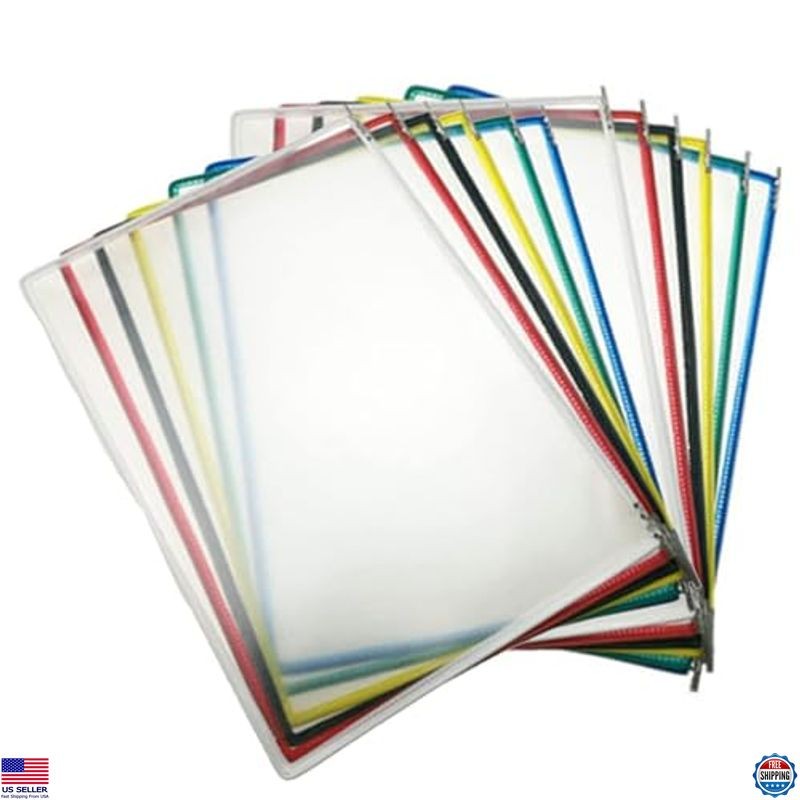 Wall-Mounted 10-Pocket Flip Display Folder, Durable Metal & PVC Rack for A4 Docs
