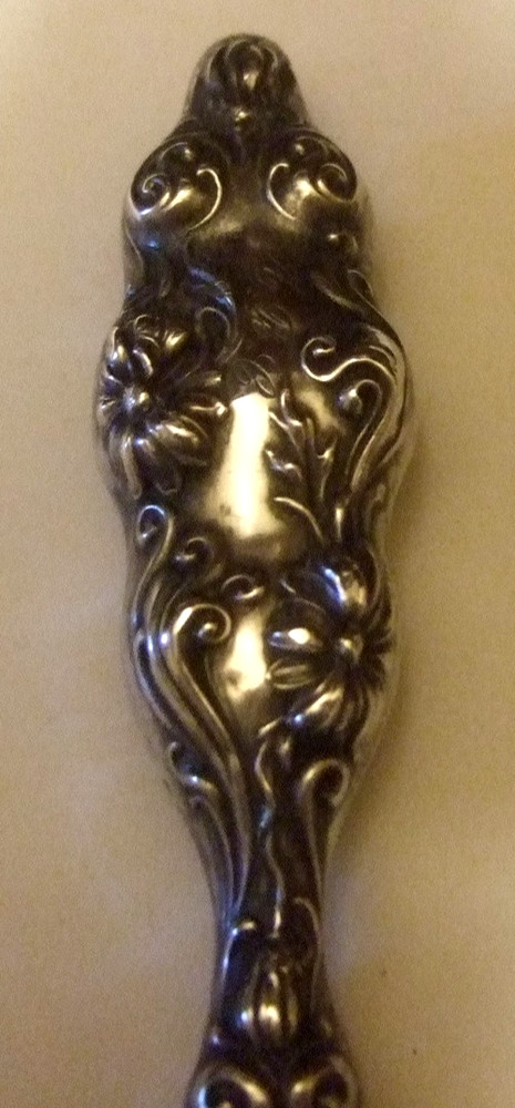Sterling Button Hook Antique Repousse Sterling Vanity Heirloom