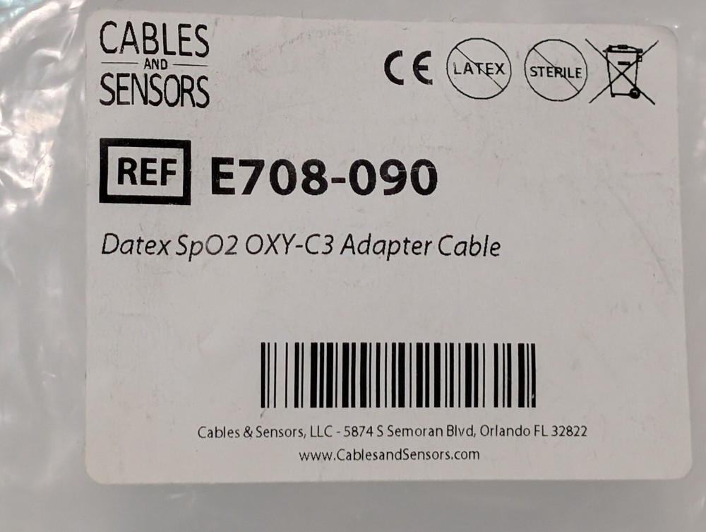 Datex Ohmeda E708-090 SpO2 OXY-C3 Adapter Cable