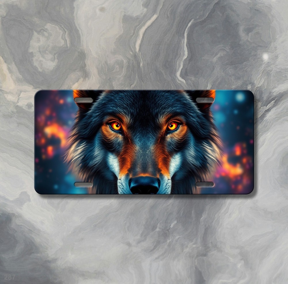 Hyperrealistic Wolf License Plate Add Text Front Bumper Plate Holiday Gift