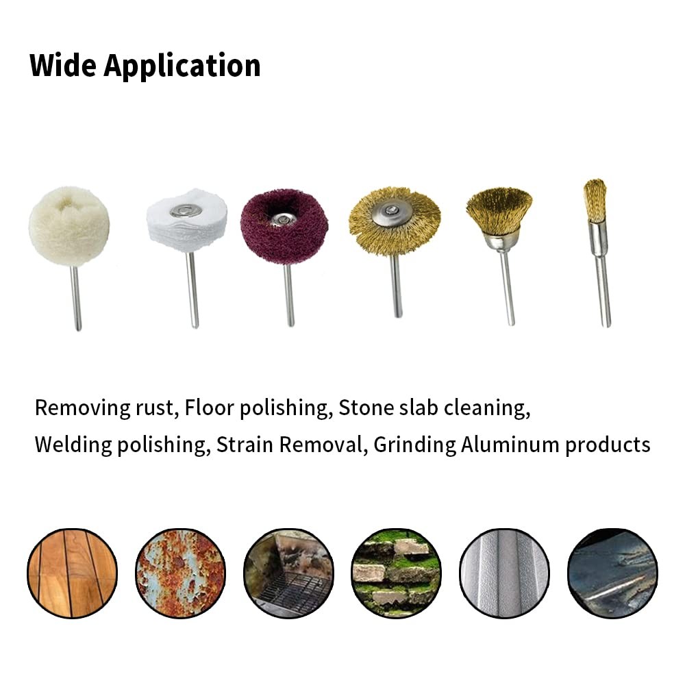 Brass Abrasive Wheel Buffing Polishing Wheels for Drill, Wire Brushes, Wool B...