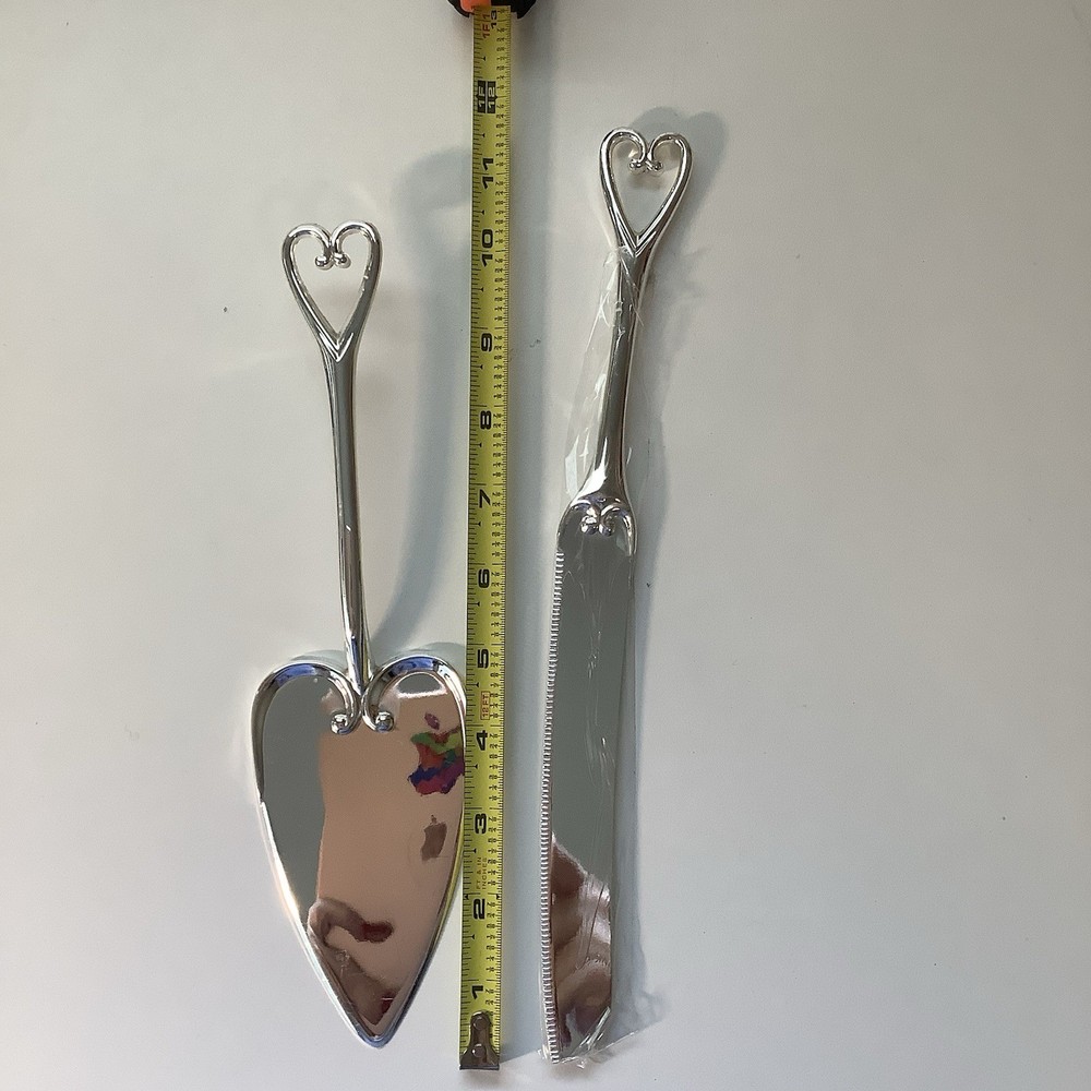 Celebrate It Silver Heart Wedding Cake Knife And Server Set