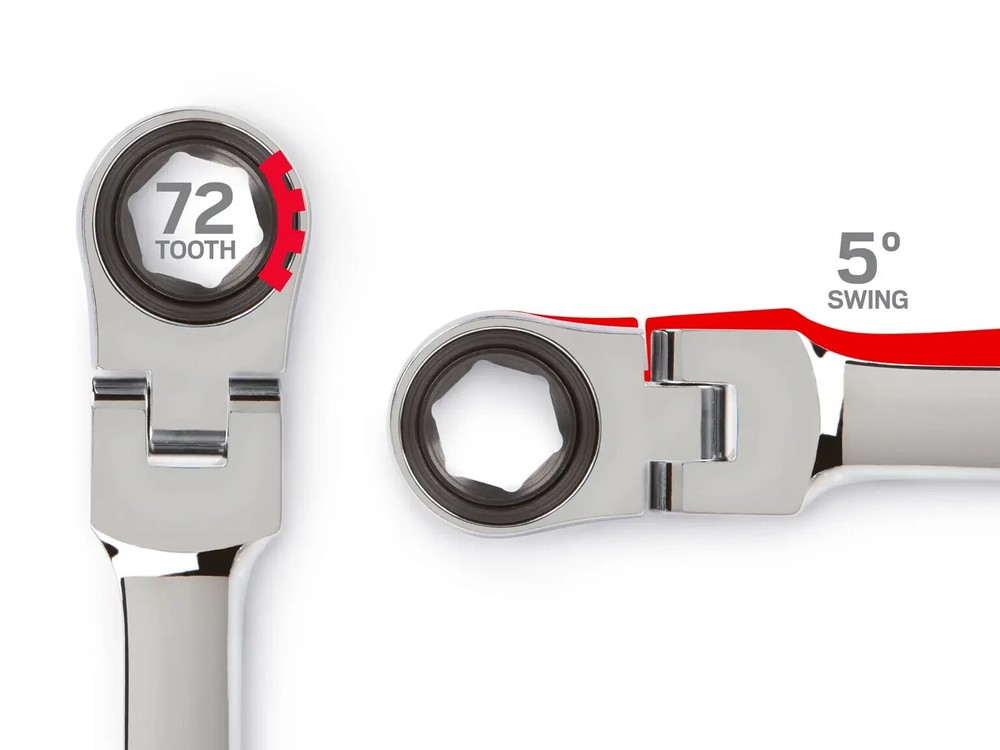 11/16 x 3/4 Inch Long Flex Ratcheting Box End Wrench