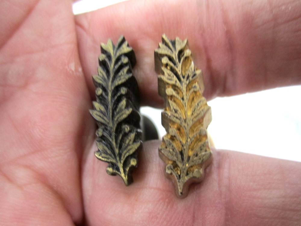 Brass Bookbinding Finishing Tool-Hand Stamp. Matching Pair. # 13