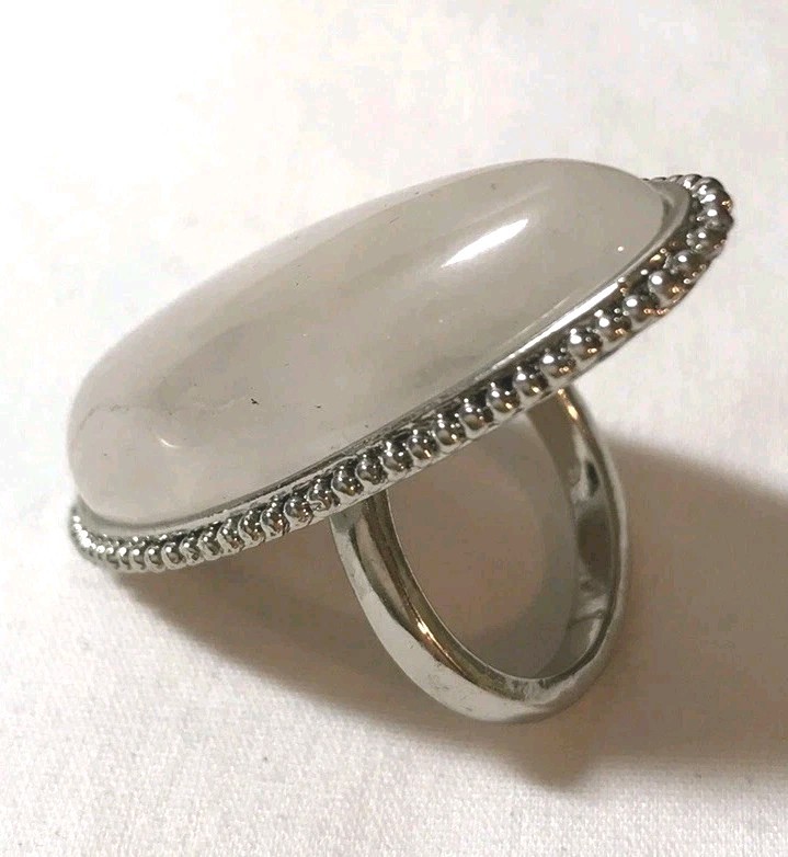 smoky amethyst ring, Oval Shape/ silver tone, size 8