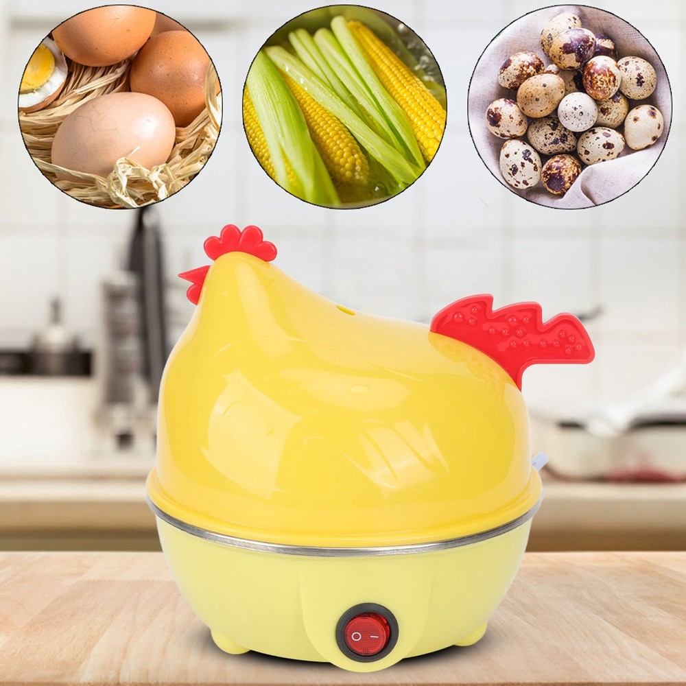 110V Electric Egg Cooker Chicken Shape Rapid Egg Boiler 7 Egg Capacity NY