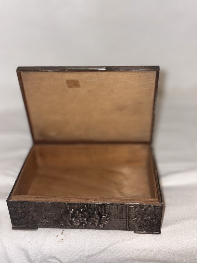 Silver Plated Embossed Box with Cedar-Lined Interior 1920s Hans Jensen Repousse