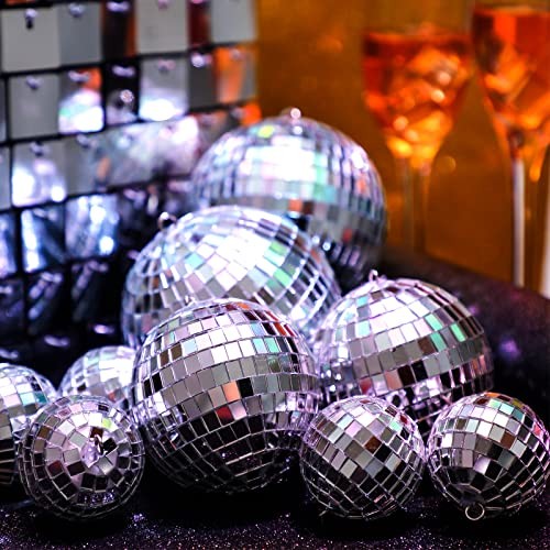 100 Pcs Mirror Disco Balls Bulk Assorted Silver Hanging Disco Ball Decor for