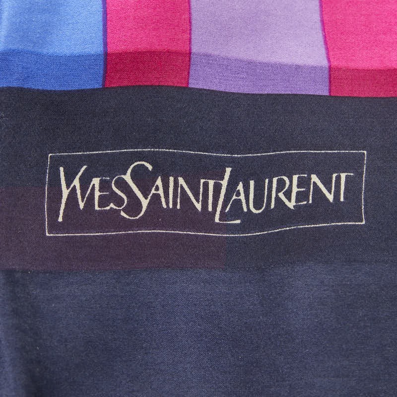 SAINT LAURENT Stripe Pattern Large Scarf Women 【Used】