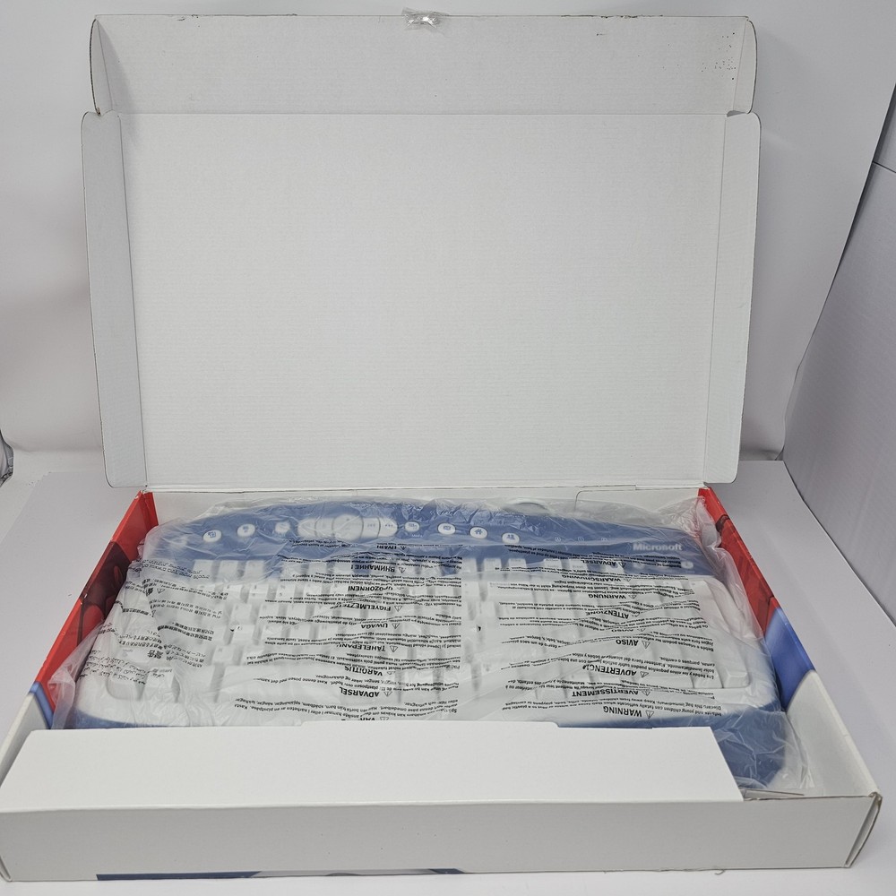 Vintage Microsoft Multimedia Keyboard Model 1.0A Blue/White PS/2 Wired
