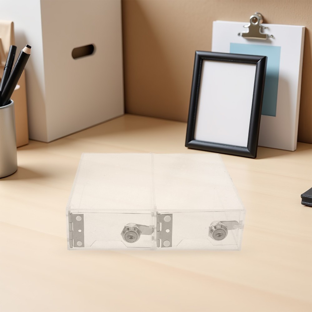 Transparent Desktop Organizer Box Storage Cabinet with Door Lockable Container