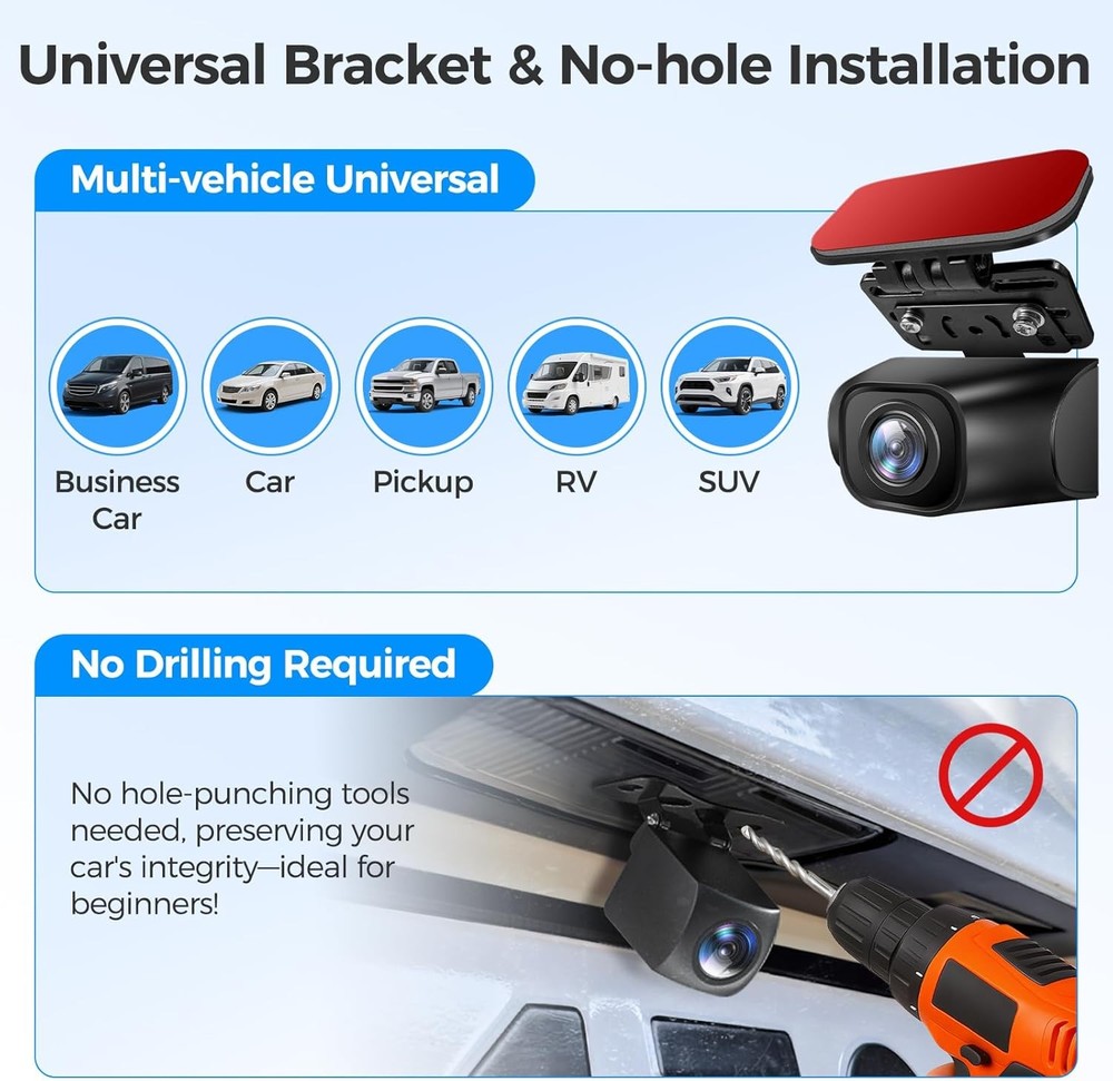 Rear Camera Holder Window Bracket for Most Back Dash black, red