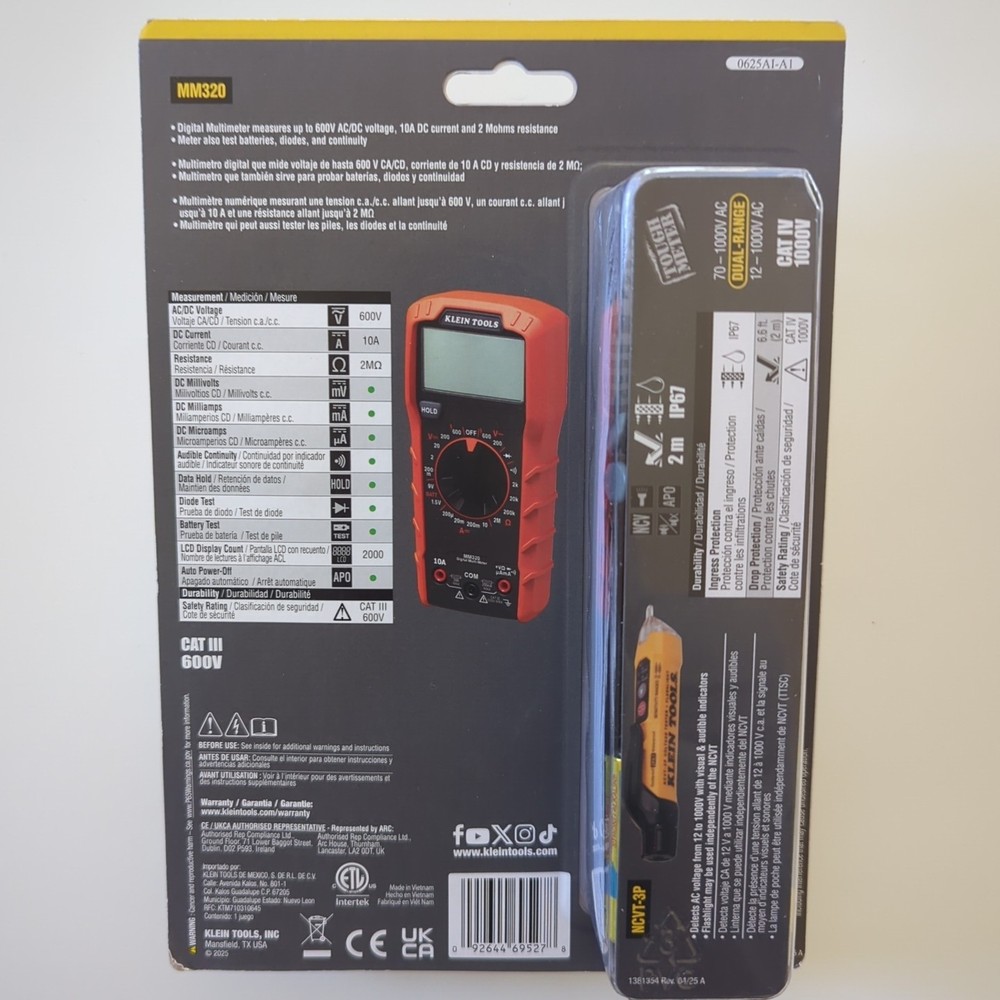 Klein Tools Electrical Test Kit # 25KIT1 - Digital Multimeter & Voltage Tester