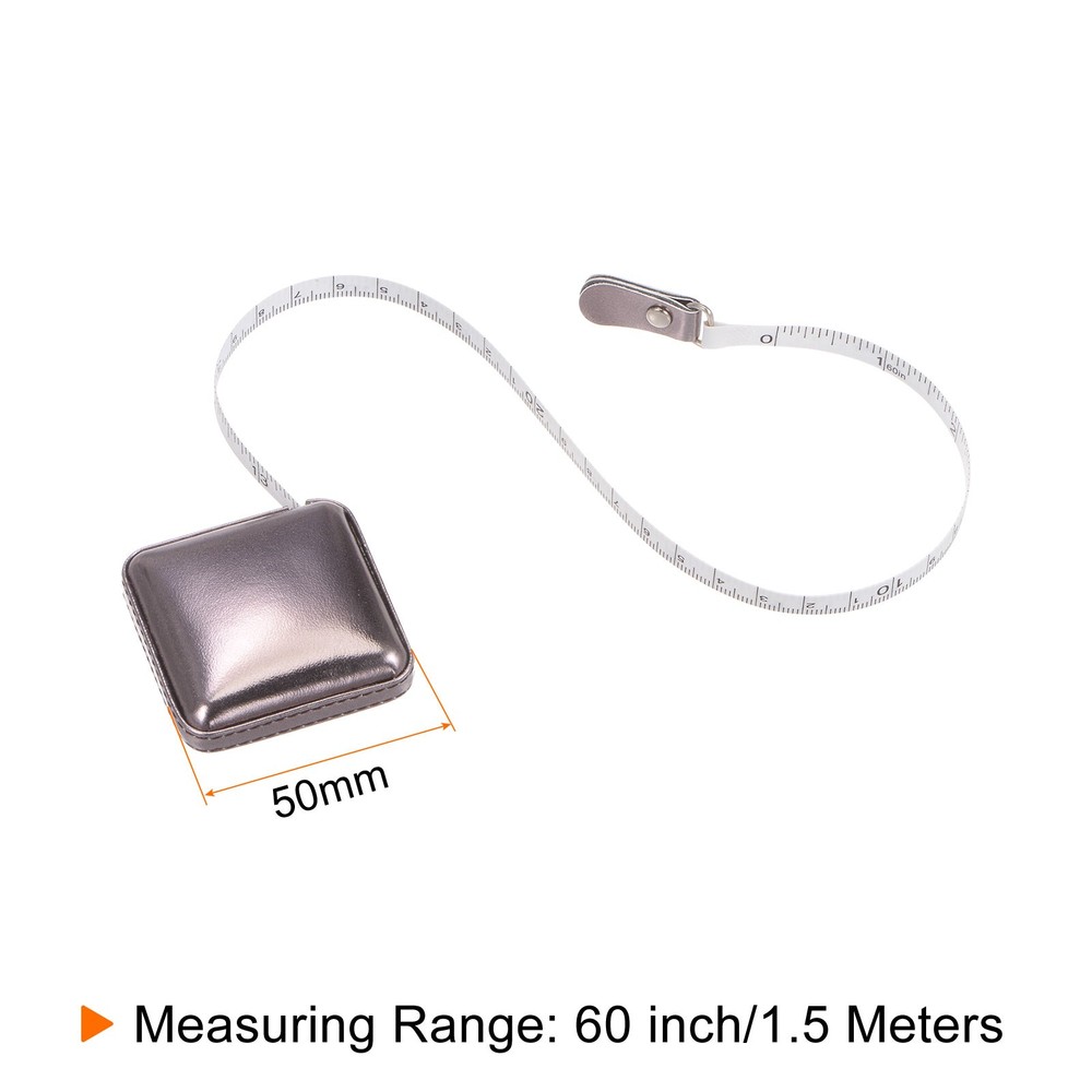 Square Retractable Tape Meter 150cm/60 Inch, Gray Dim