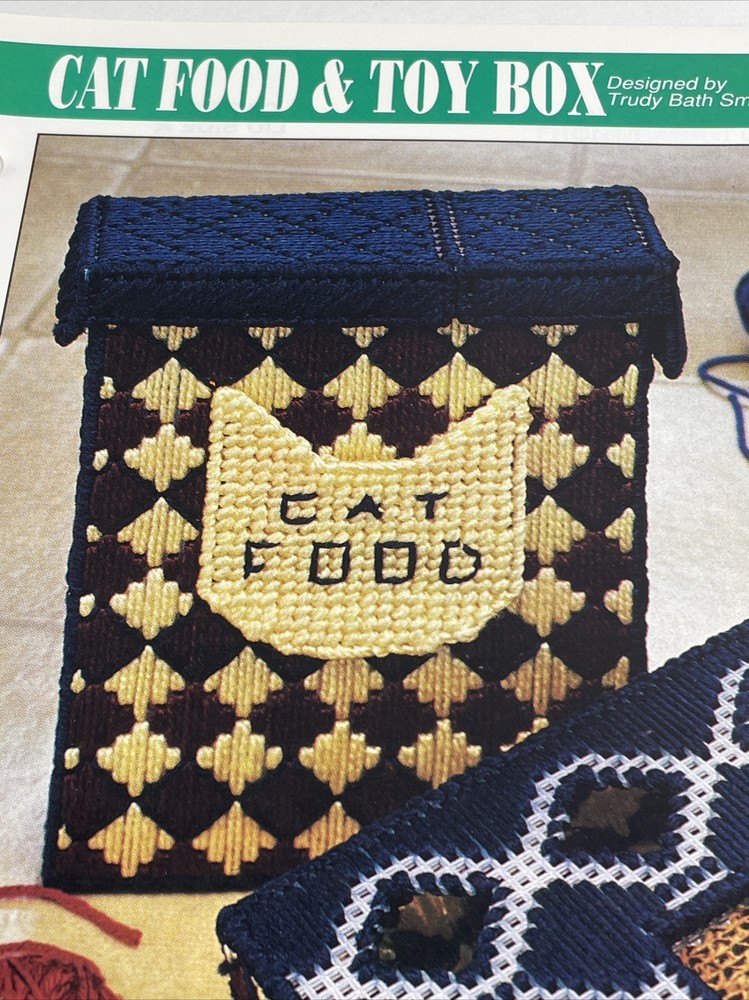 Annie's Attic Cat Food Box & Toy Box Plastic Canvas Pattern
