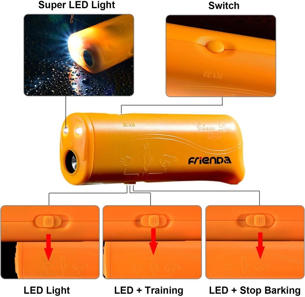 Pet-Friendly LED Ultrasonic Trainer - Handheld Barking Control Device (Yellow)