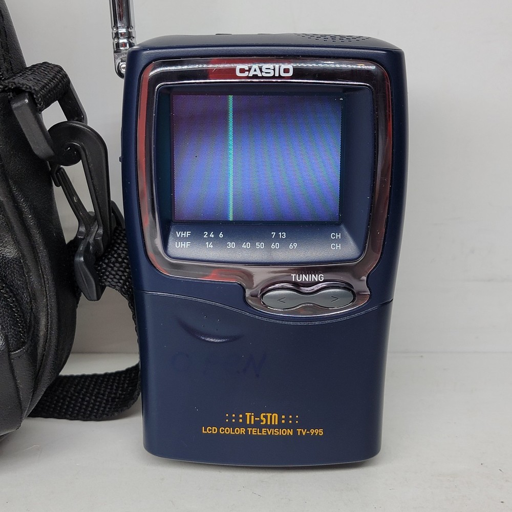 Casio TV-995B Tuning Color Television with Case - Clean - Powers On - EUC