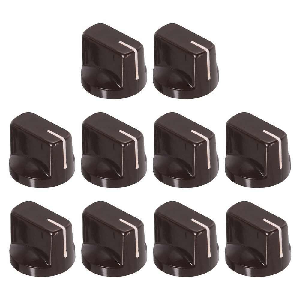 10Pcs 6.4mm Shaft Hole Pedal Knobs Pointer Control Knobs with Set Screw Coffee