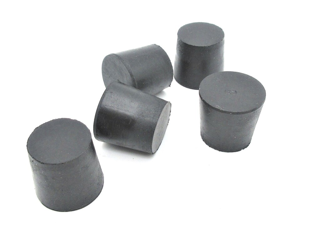 1" Solid Black Rubber Stoppers Tapered Plug Rubber Cork Fits 1" ID