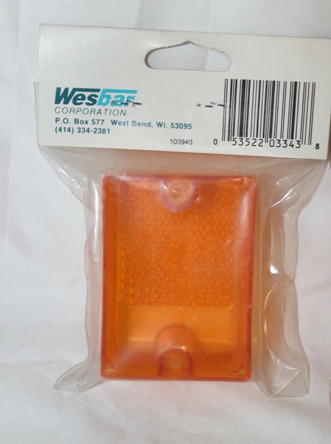Wesbar Amber Side Marker Replacement Lens, PN 3343, Unopened