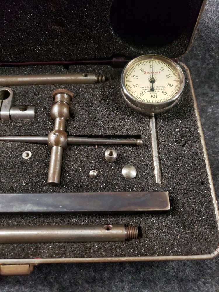 Starrett universal dial test indicator Plunger Back Rods Tips & Case C13B5)
