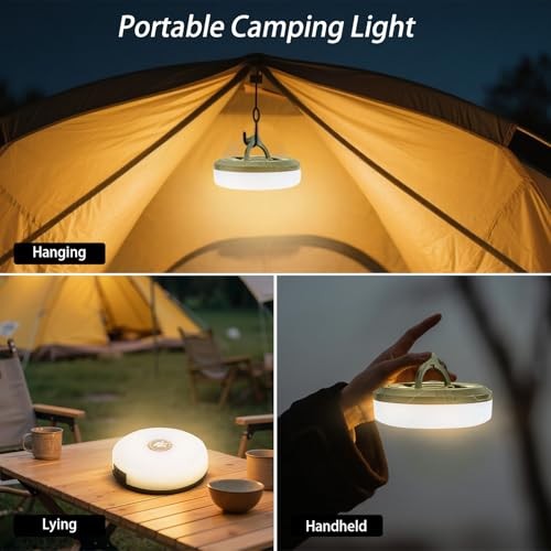 2-Pack Camping String Lights, 4 in 1 Portable Camping Light 2 Pack Green