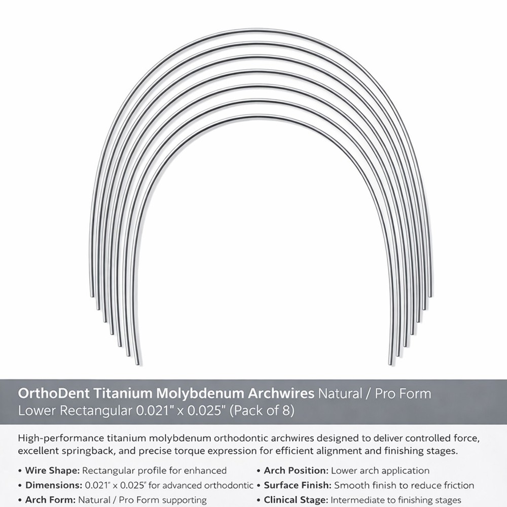 OrthoDent Titanium Molybdenum Archwires Natural / Pro Form Upper Rectangular 0.0