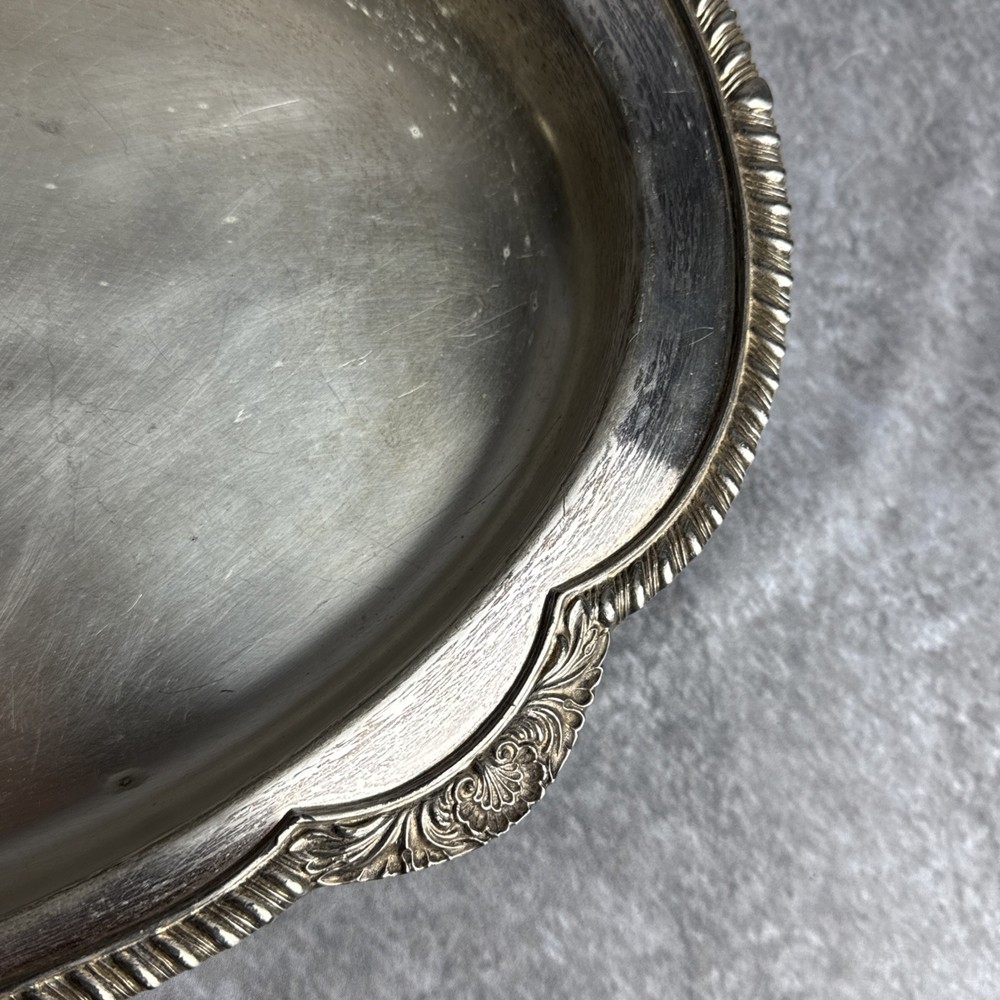 Vintage Silver Plated Footed Serving Tray 19” X 12”