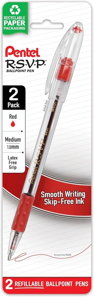 RSVP Ballpoint Pen, Medium Line, Red Ink