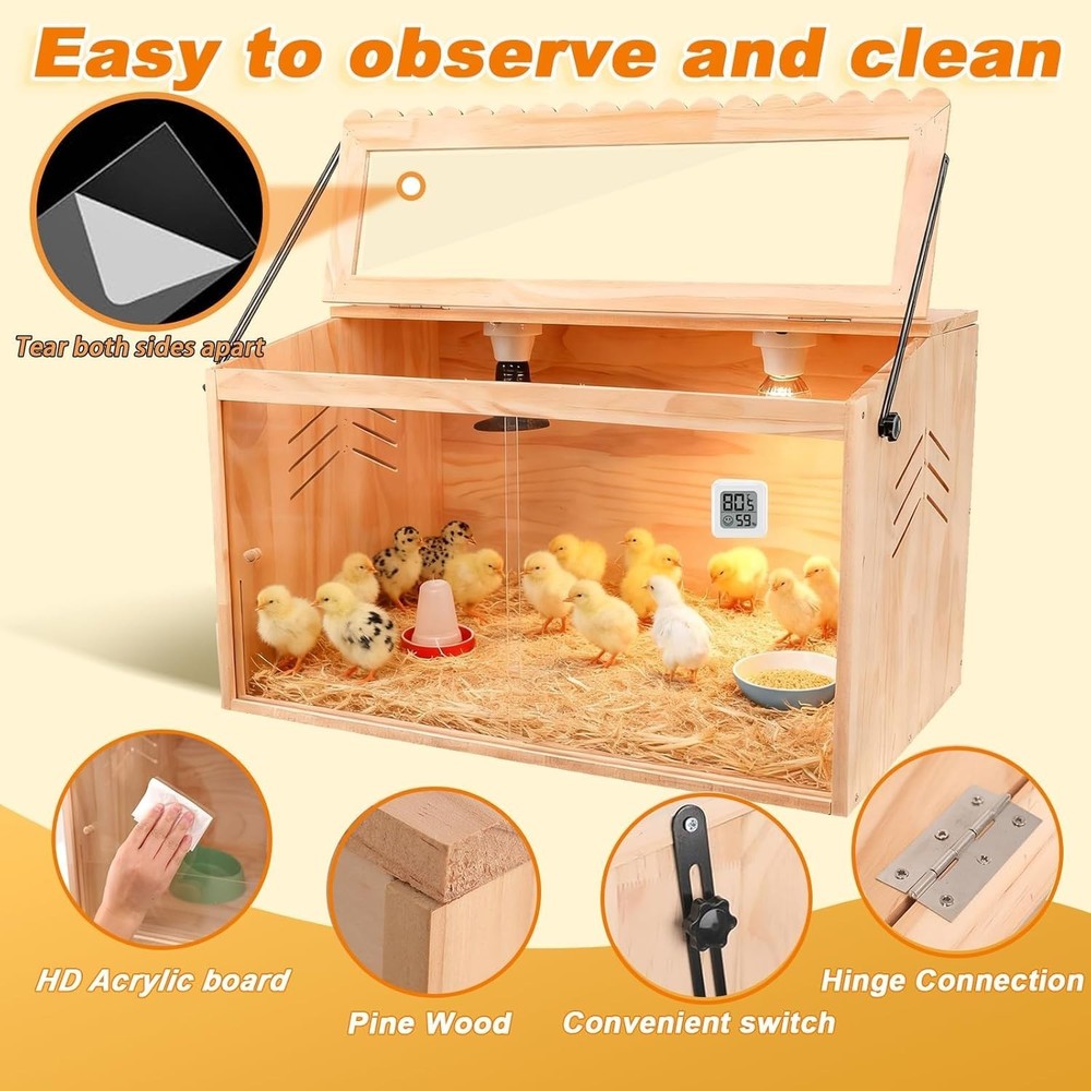 Chick Brooder Box, Brooder Box for Chicks, Pine,Quail Cage, Duck Brooder, Quail