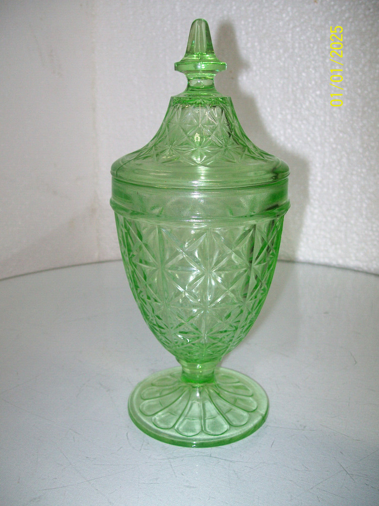 Green Depression Hazel Atlas Candy Jar