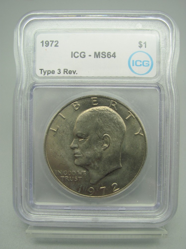 1972 Type 3 Reverse Eisenhower 'Ike' Dollar ICG MS 64