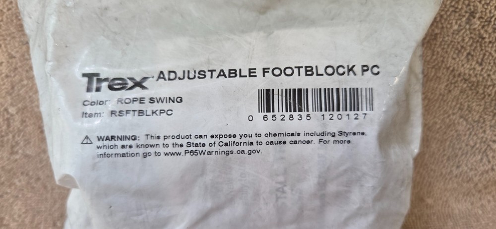 TREX TRANSCEND Rope Swing ADJUSTABLE FOOT BLOCK RSFTBLKPC