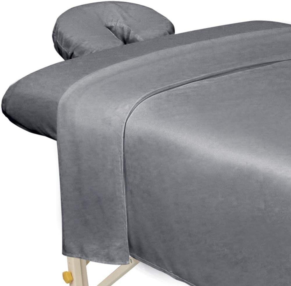 Microfiber 3-Piece Massage Sheet Set - Cool Grey, Ultra-Light & Durable