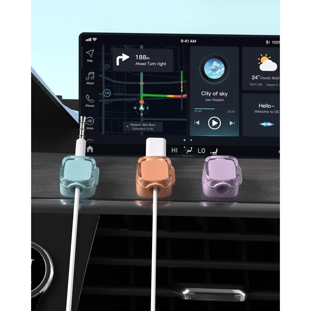 Magnetic Cable Clips Organizer Set Adjustable Adhesive Cord Holder Wire