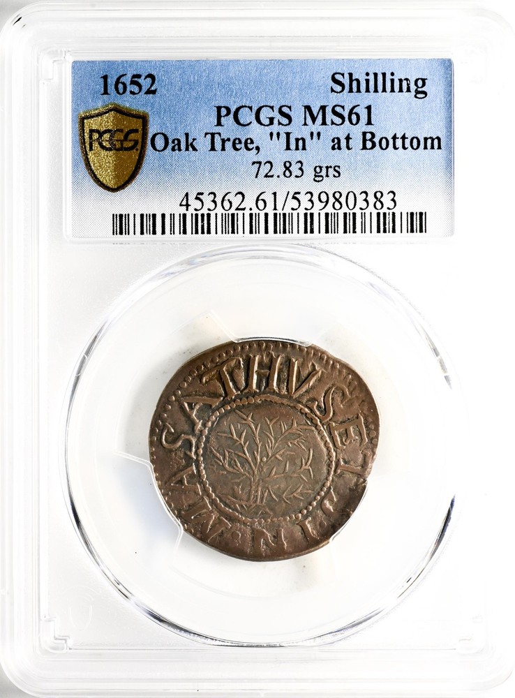 1652 OAK TREE SHILLING PCGS MS 61