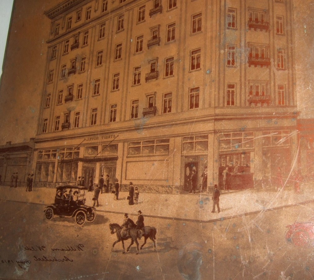 Architectural Copper Engraving Artist Signed 1918 Building