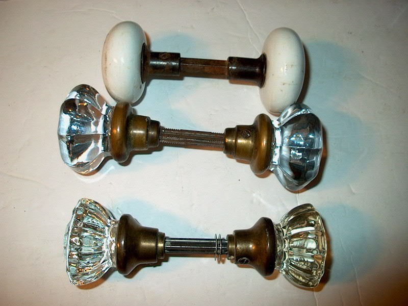 3 ANTIQUE SETS OF DOORKNOBS