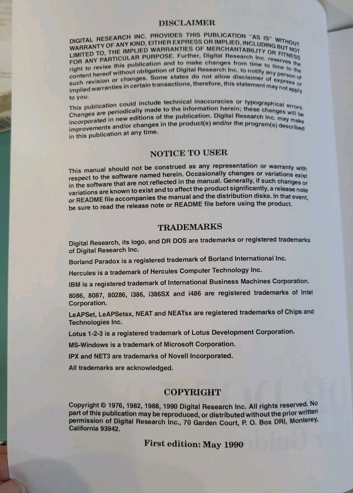 Vtg DR Dos 5.0 Operating System Personal Computers 1990 Digital Research
