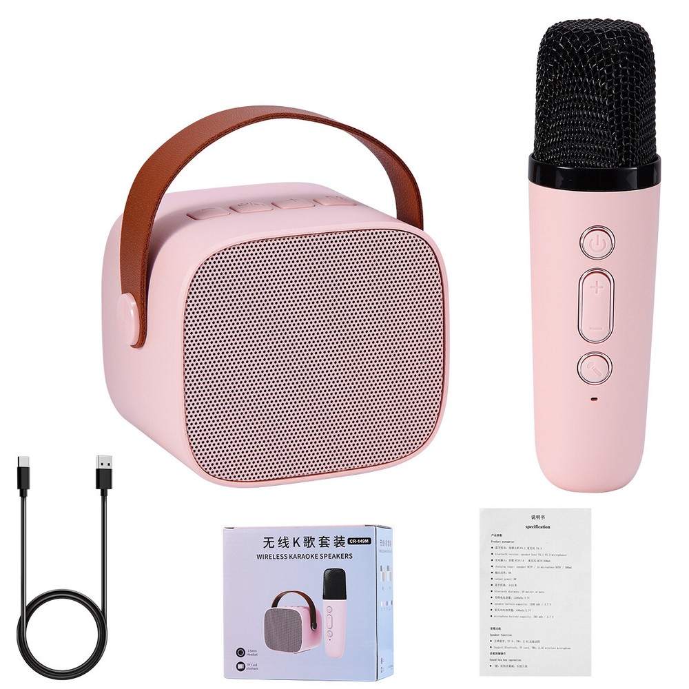 Bluetooth Speaker Portable Karaoke Machine System Microphone Party Light For Kid