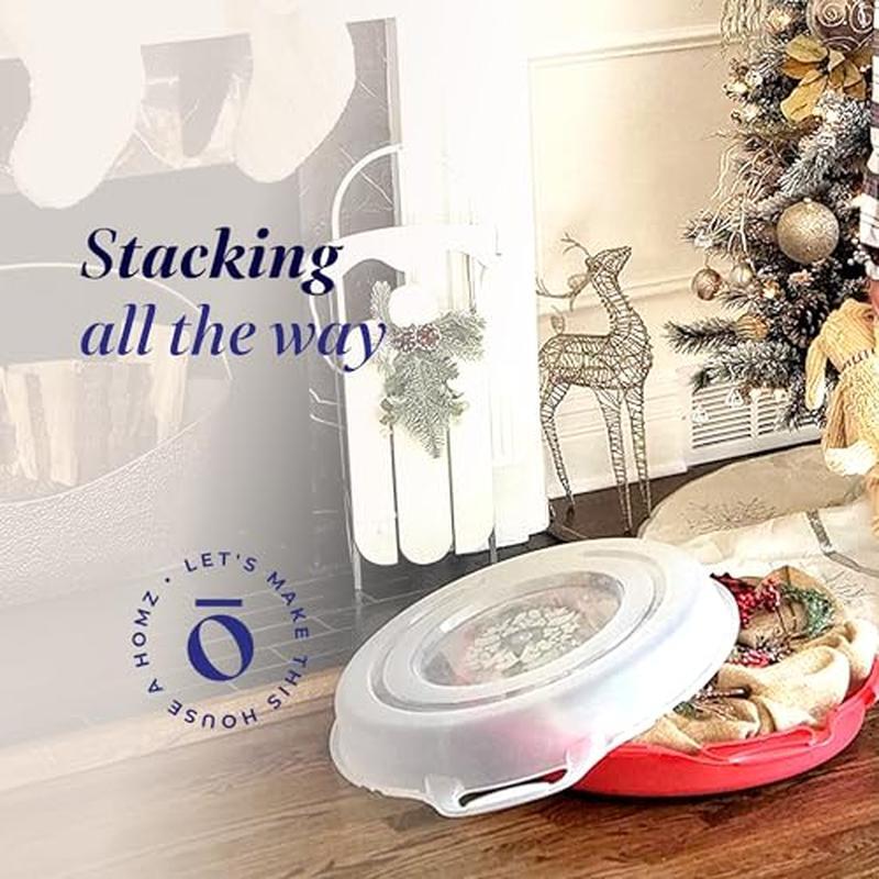 Wreath Storage Box 3 Pack Holiday Organizer Sturdy Plastic Stackable Container