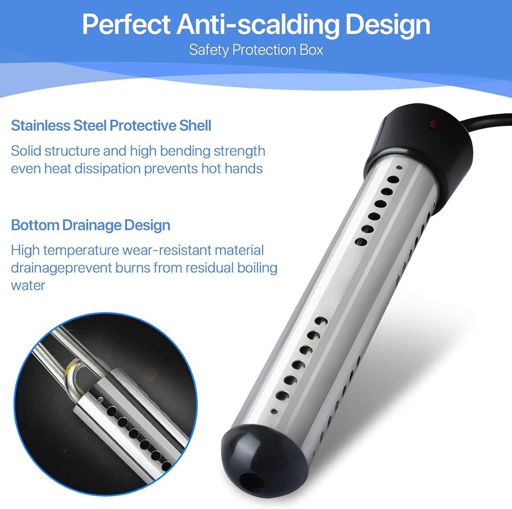 2000W Immersion Water Heater with 304 SS Guard Fast Heats up 5 gallons Water ...