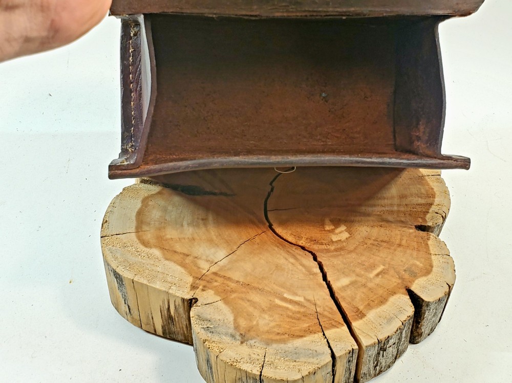 Antique leather ammunition box