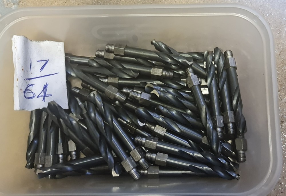 17/64 x 2" LONG AIRCRAFT TOOL COBALT MIDGET DRILL 1/4 - 28 THREAD .