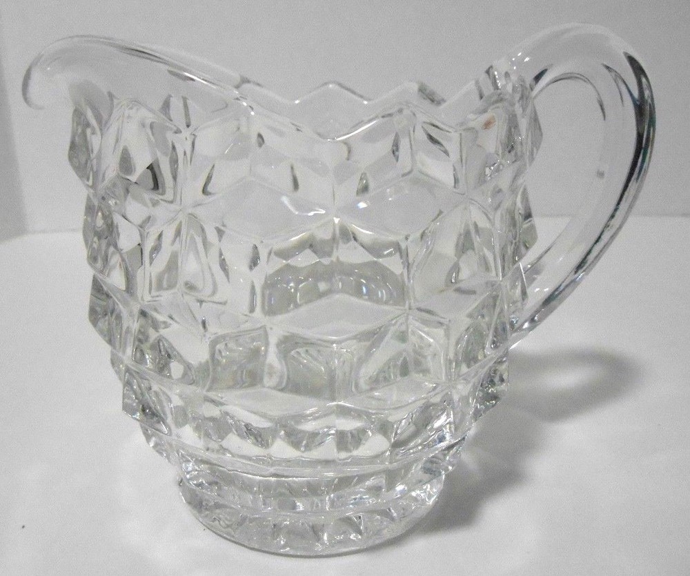 Creamer Jeannette Glass Cube Cubist Block Pattern Vintage