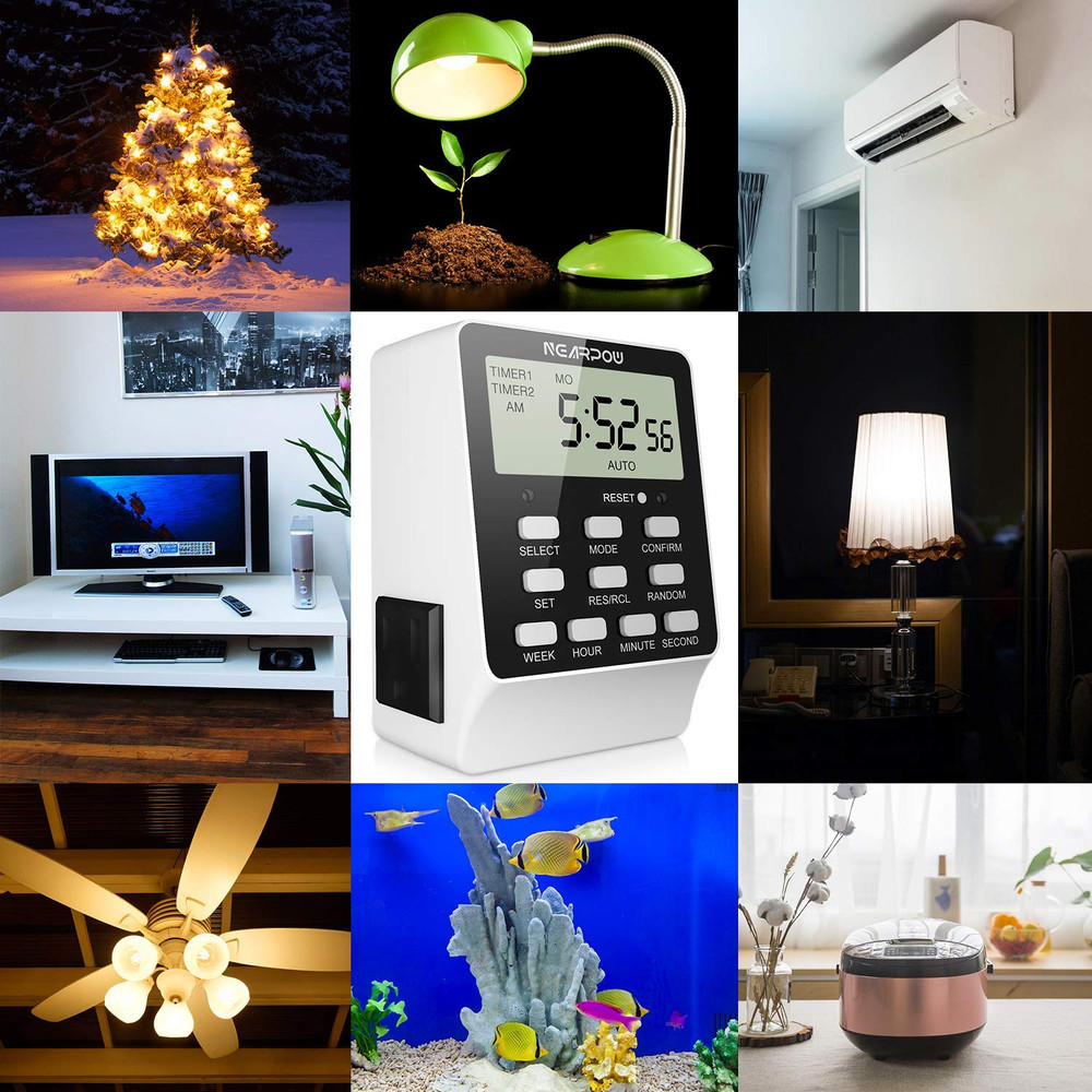 Outlet Timer, Dual Digital Light Timer with 2 Independently-Controlled Outlets,