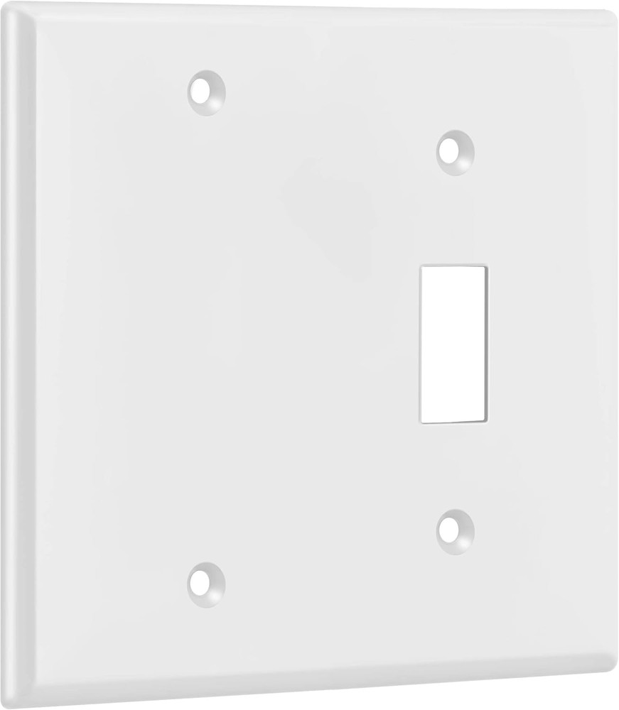 Combination Toggle Switch/Blank Device Wall Plate, Standard Size, 2-Gang 4.5" X