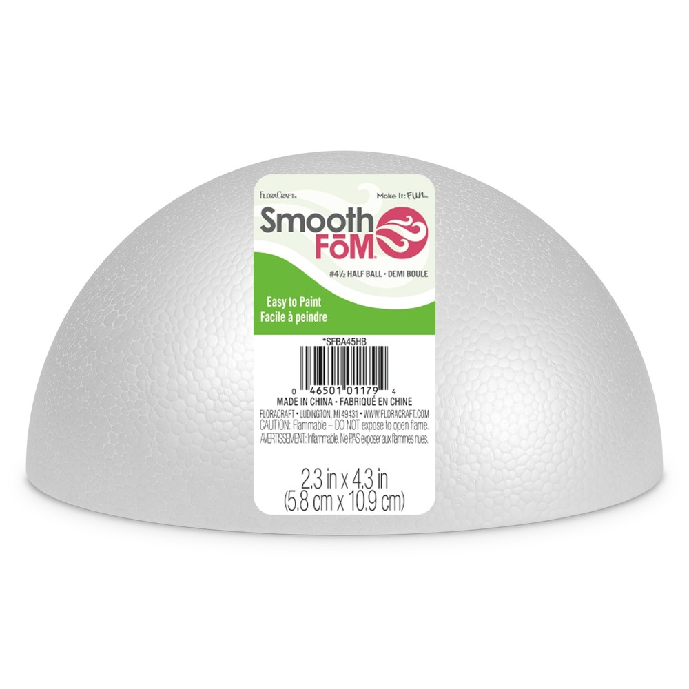 Smooth Styrofoam Half Ball 4.5"