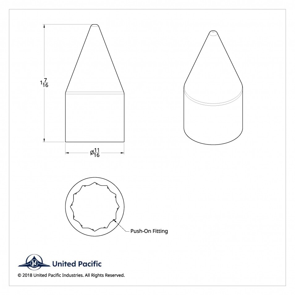 1/2" x 1 7/16" Spike Nut Cover - Push-On - 10 Pack