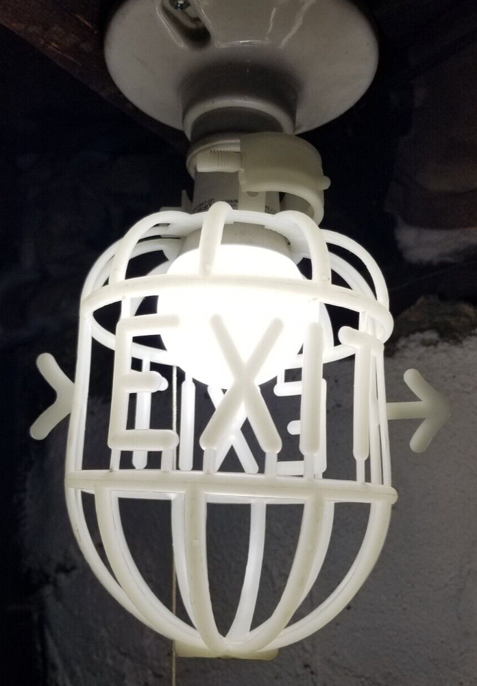 Temporary Job Site Light 'Exit' Protection Cage - EXIT - Glows in the Dark